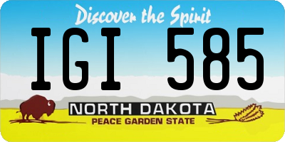 ND license plate IGI585
