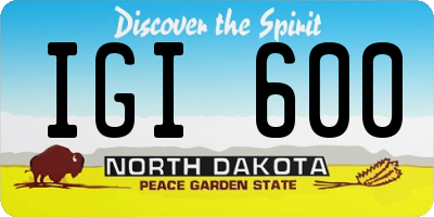 ND license plate IGI600