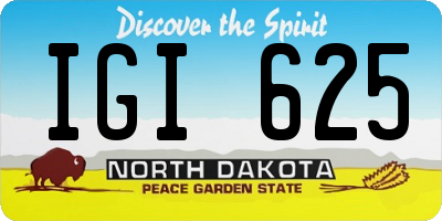 ND license plate IGI625