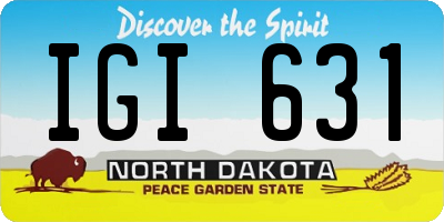 ND license plate IGI631
