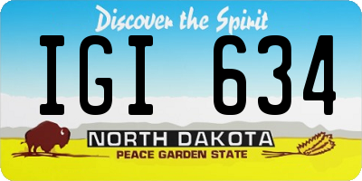 ND license plate IGI634