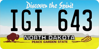 ND license plate IGI643