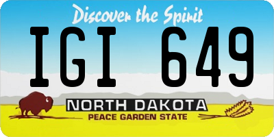 ND license plate IGI649