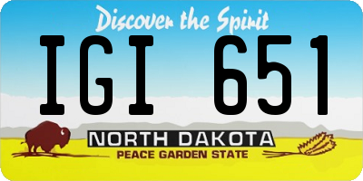 ND license plate IGI651