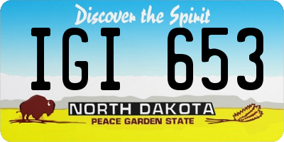 ND license plate IGI653