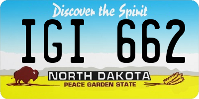 ND license plate IGI662
