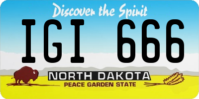 ND license plate IGI666
