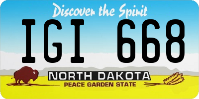 ND license plate IGI668