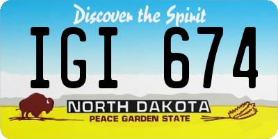 ND license plate IGI674