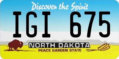 ND license plate IGI675