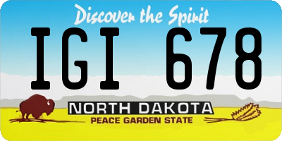 ND license plate IGI678