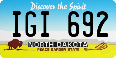 ND license plate IGI692
