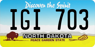 ND license plate IGI703