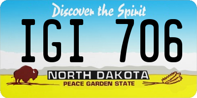 ND license plate IGI706