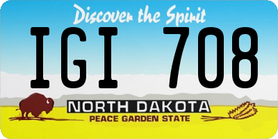 ND license plate IGI708