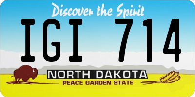ND license plate IGI714