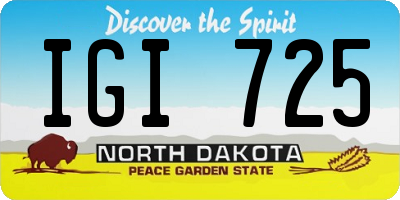 ND license plate IGI725