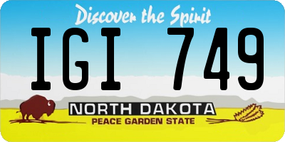 ND license plate IGI749