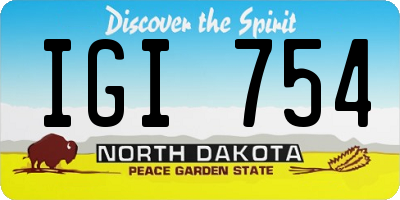 ND license plate IGI754