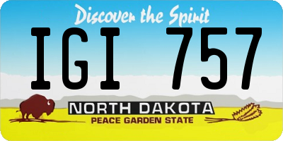 ND license plate IGI757
