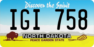 ND license plate IGI758