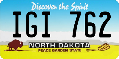 ND license plate IGI762