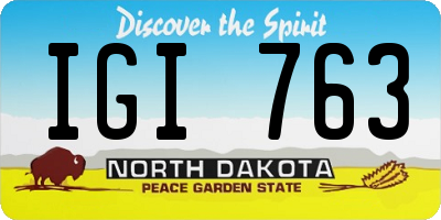 ND license plate IGI763
