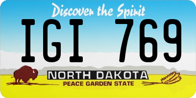 ND license plate IGI769