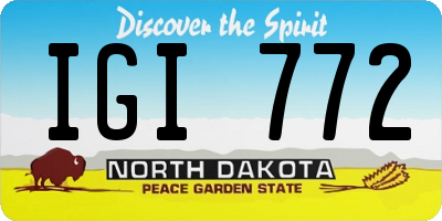 ND license plate IGI772