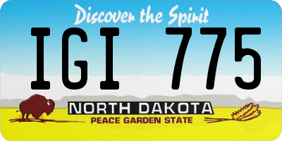 ND license plate IGI775