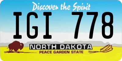 ND license plate IGI778