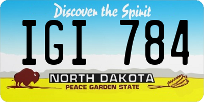 ND license plate IGI784