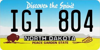 ND license plate IGI804