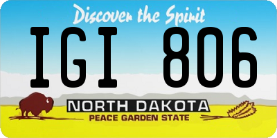 ND license plate IGI806