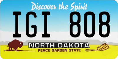 ND license plate IGI808