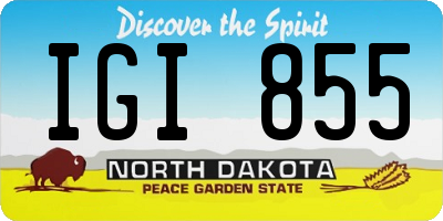 ND license plate IGI855