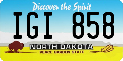 ND license plate IGI858