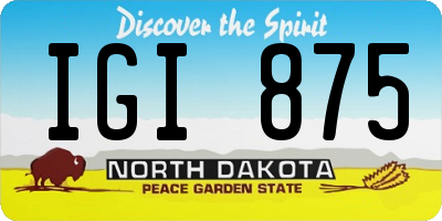 ND license plate IGI875