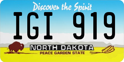 ND license plate IGI919