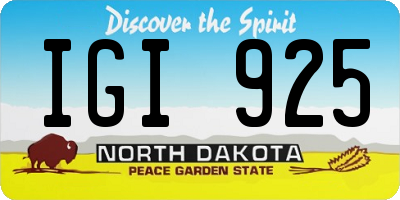 ND license plate IGI925