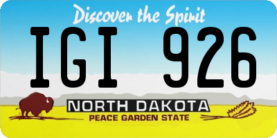 ND license plate IGI926