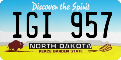 ND license plate IGI957