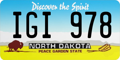 ND license plate IGI978