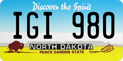 ND license plate IGI980