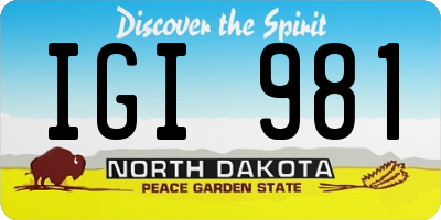ND license plate IGI981