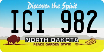 ND license plate IGI982