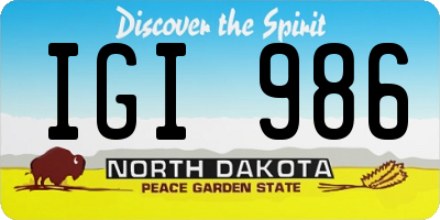 ND license plate IGI986