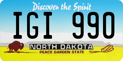 ND license plate IGI990