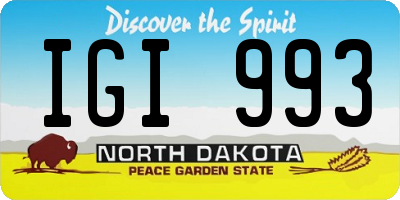 ND license plate IGI993
