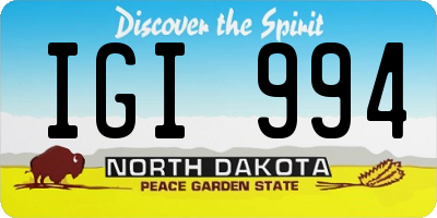 ND license plate IGI994